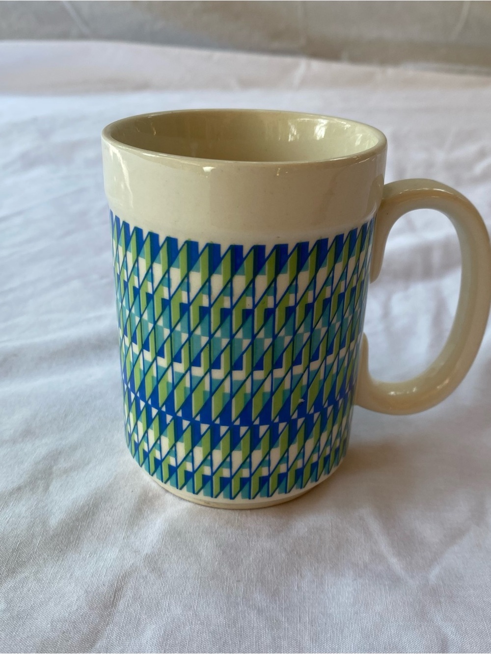 Vintage 1968 Holt Howard Mod Geometric Coffee Mug Blue Green HH-1968